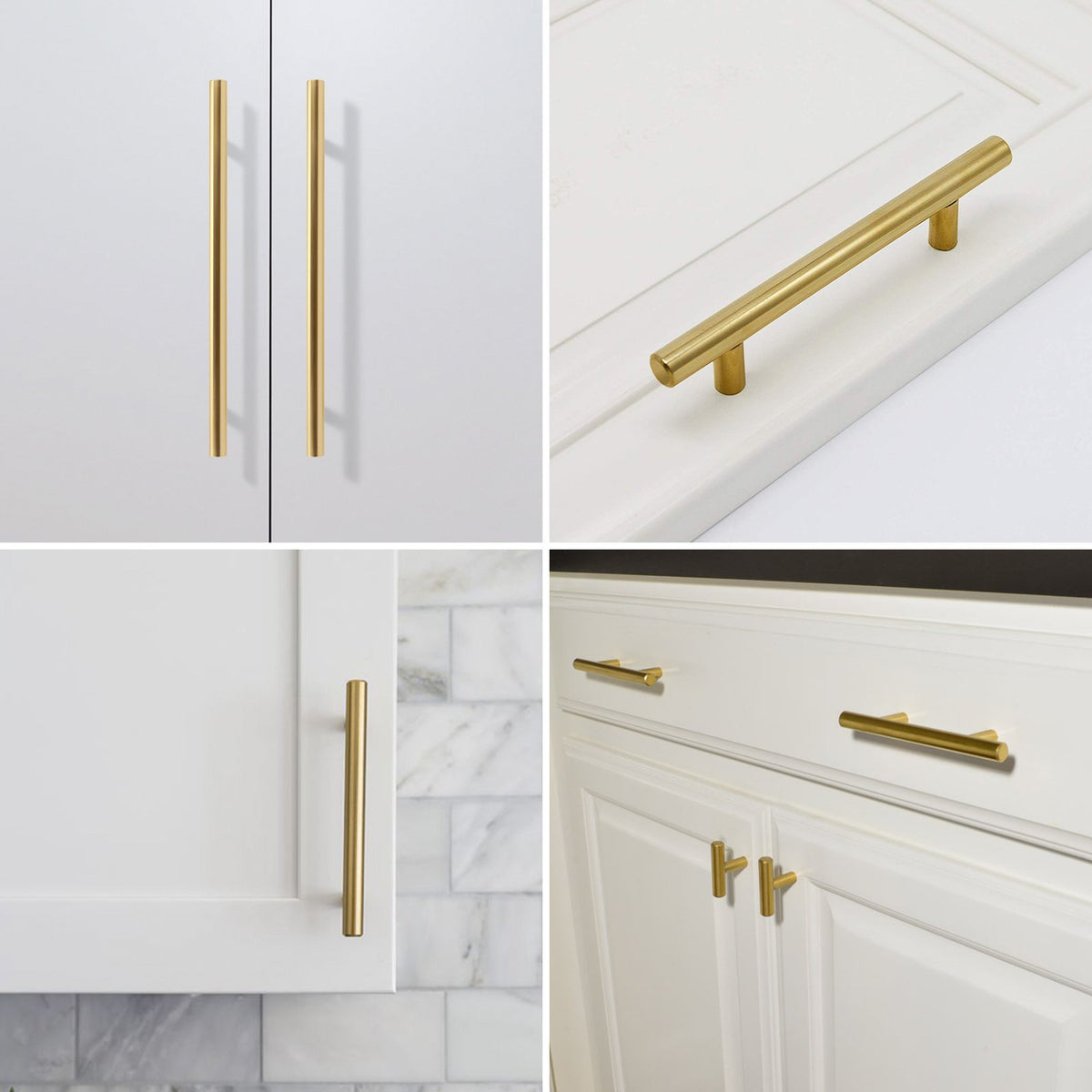 Homdiy Brushed Brass Drawer Pulls Gold Square Handles for Kitchen