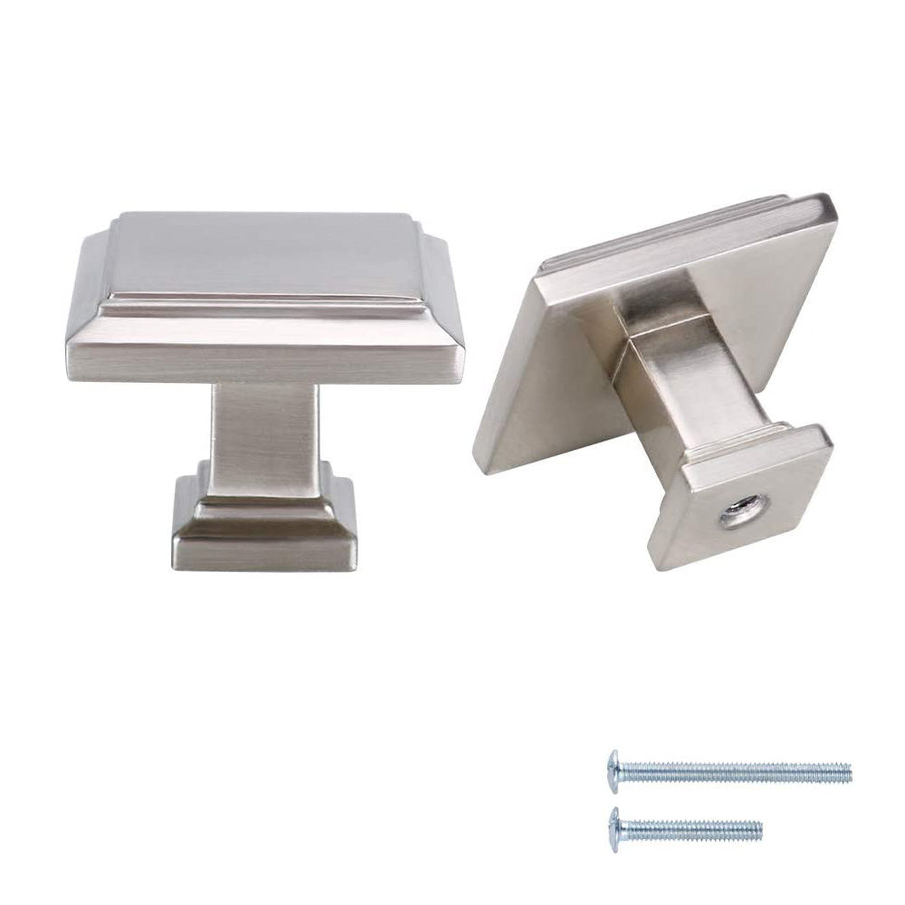 20 Pack Square Cabinet Knobs Brushed Nickel Zinc Alloy Kitchen Cabinet Hardware (LS9111SNB)