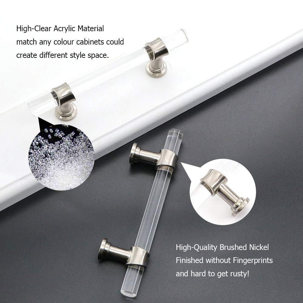 20 Pack Silver Acrylic Cabinet Pulls Clear Acrylic Hardware Handles For Bathroom(LS9165SNB) -Homdiy