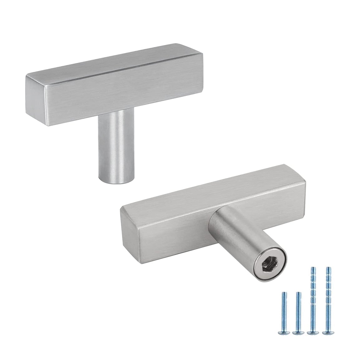 Homdiy Brushed Nickel Cabinet Pulls Square Modern Kitchen Cabinet