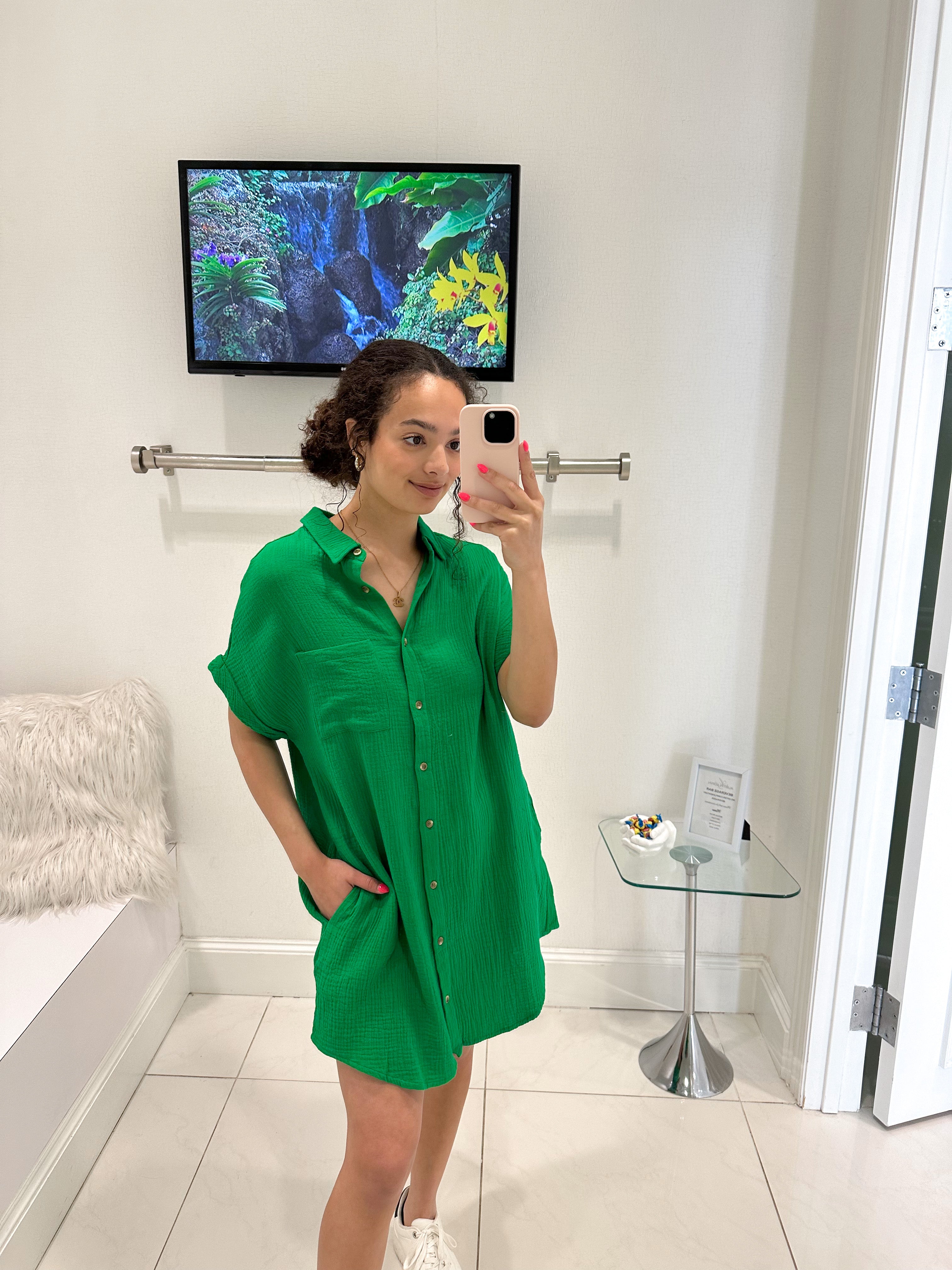 Gauze Shirt Dress - Green – Austin Lorin