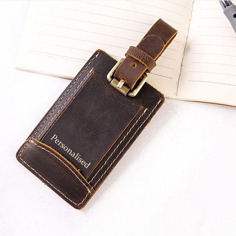 gold embossing on real leather tag and wallet a gift for him
