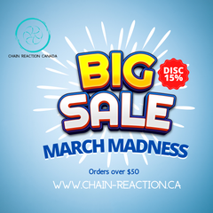 Large letters saying big sale 15% off March Madness