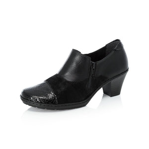 Rieker Ladies Black Three-Tone Black Ankle Heels 57173-00