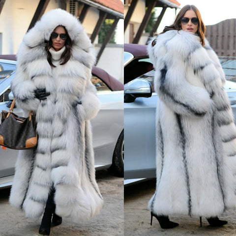 Abrigo largo de piel sintética con capucha Arctic Fox