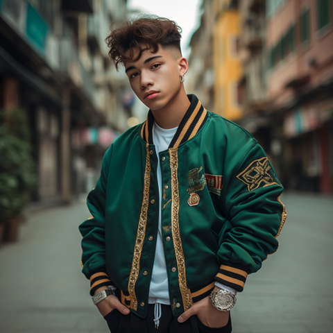 green varsity jacket