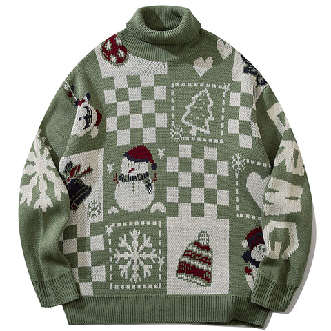 checkerboard Christmas sweater