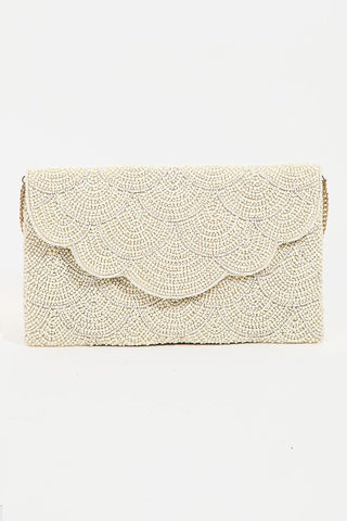 Nude Beaded Clutch Purse