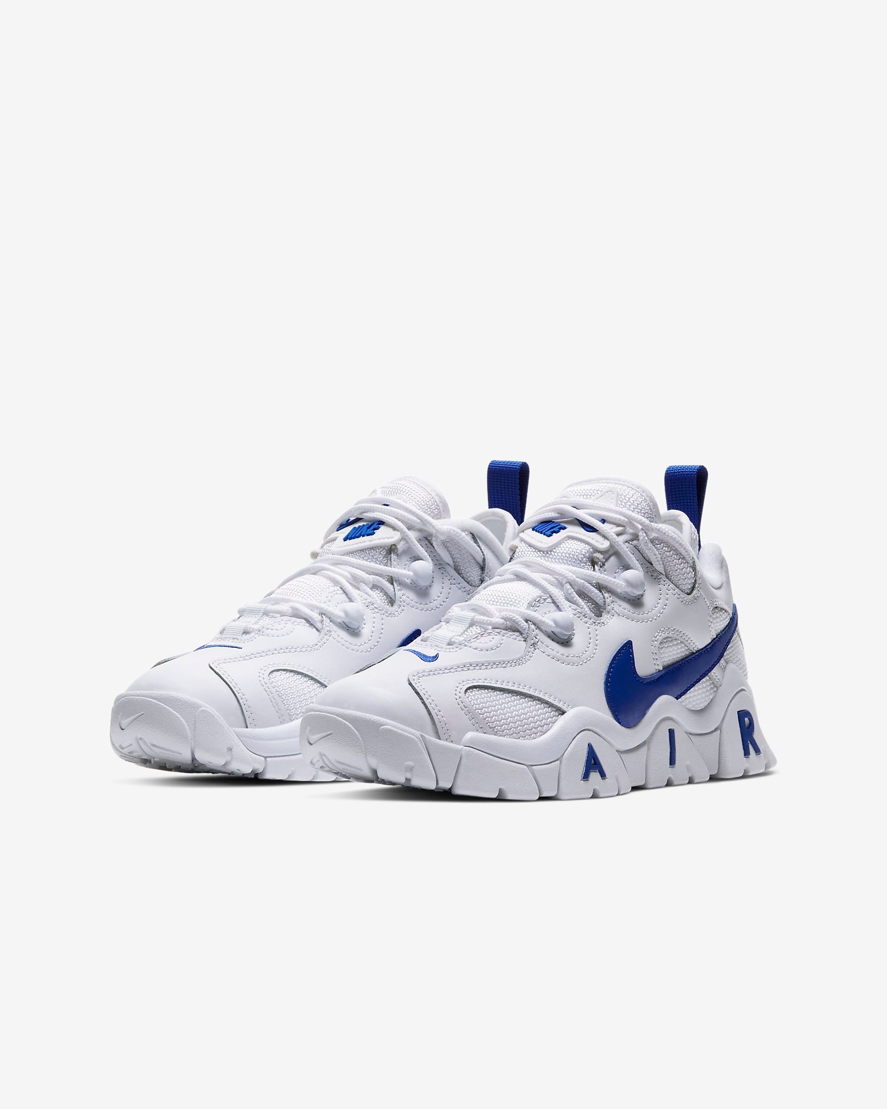 nike air barrage low white and blue