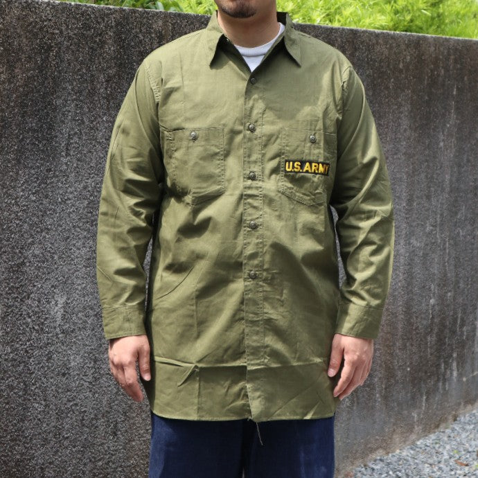 40s US NAVY 米軍 実物 コットンポプリンシャツ SIZE15 N-3-