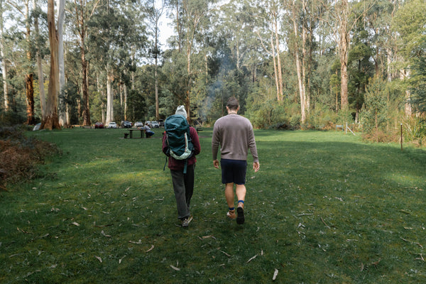 Two people hiking in the bush