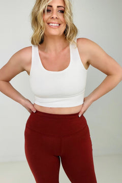 "Alex" White Birch Sleeveless Ribbed Knit Bralette