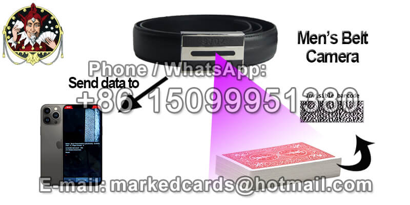 Men's Leather Belt to See Barcode Marked Poker Cards