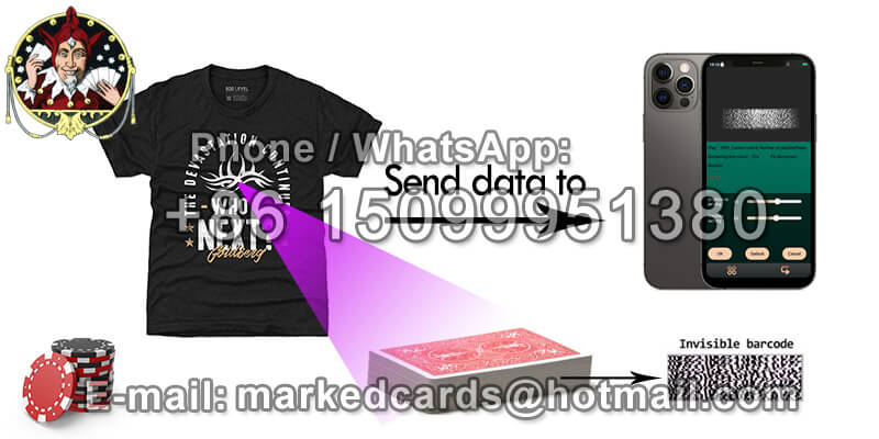 Men T-shirt with Secret Poker Camera to See Invisible Barcode Marked Cards