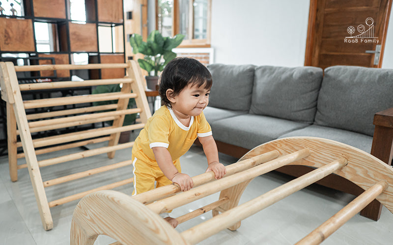 Child Playing With Obstacle Course at Home