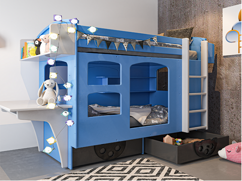 Droom Stapelbed Wagon stapelbed Mathy By Bols blauw