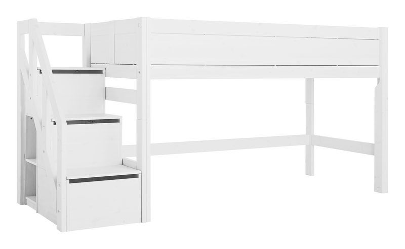 Kruik omringen barsten Lifetime Hoogslaper Bed met Bureau en Trapkast 90x200 cm - Wit – Droom  Stapelbed