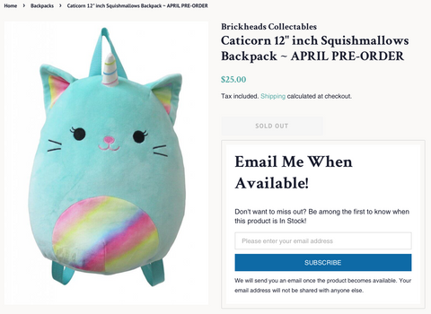 Caticorn Backpack Email Updates