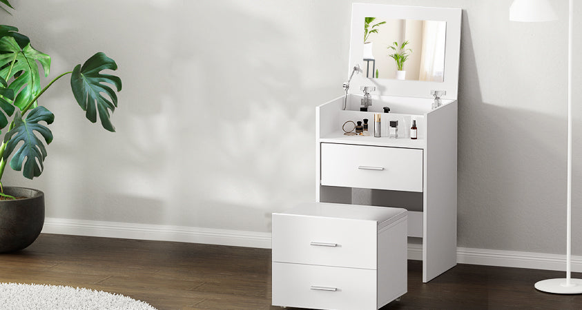 Combining unique structural design, chic aesthetic, and maximum style, this Artiss 2-in-1 bedside dressing table makes a statement with a clean aesthetic and contemporary style. 