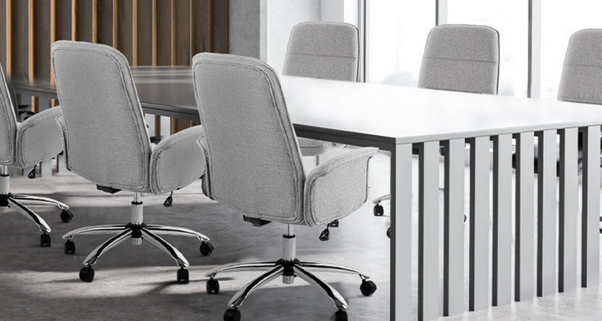 Combining style and comfort, the Artiss Trump office chair comes in grey soft padded fabric upholstery and a solid metal base that will meet your style and comfort needs. 