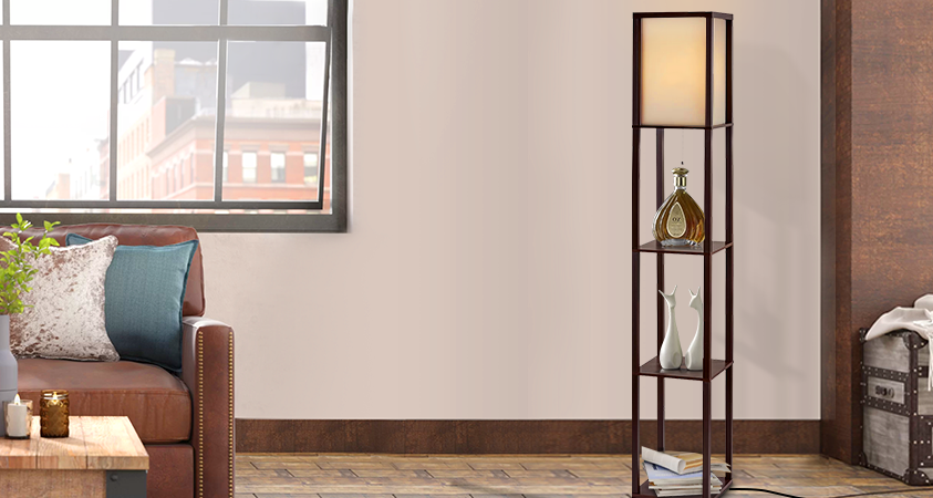 The Artiss vintage tall-standing floor lamp with 3-tier open shelves delivers a soft, warm glow to create a relaxed and laid-back vibe.  