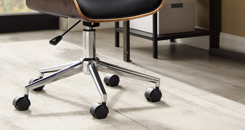 Boasting an eclectic mix of wood, metal, and leather, the Artiss Rufus office chair is elegant and features a 360° swivel and smooth castor wheels that enhance your productivity and keep you comfortable always.