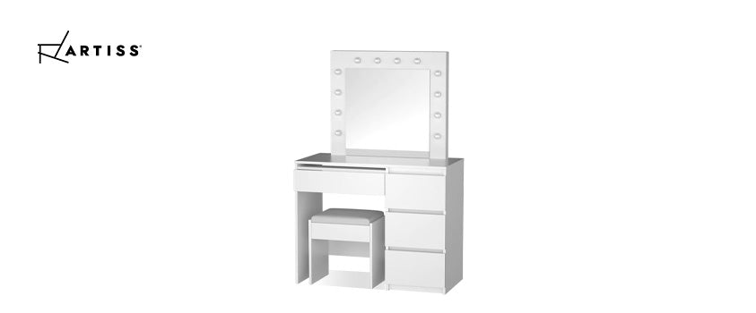 An Artiss LED vanity is great for that Hollywood dressing room feeling. It feature four generous drawers and a cushioned stool so you can get the perfect lighting in comfort.