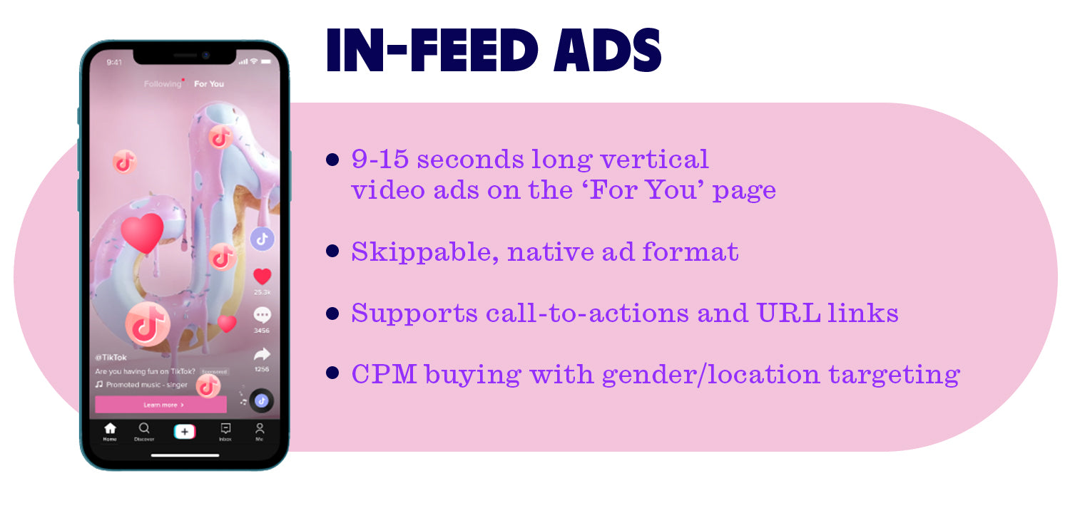 In-feed ads blend in with other TikToks on the platform, making them feel like native content.