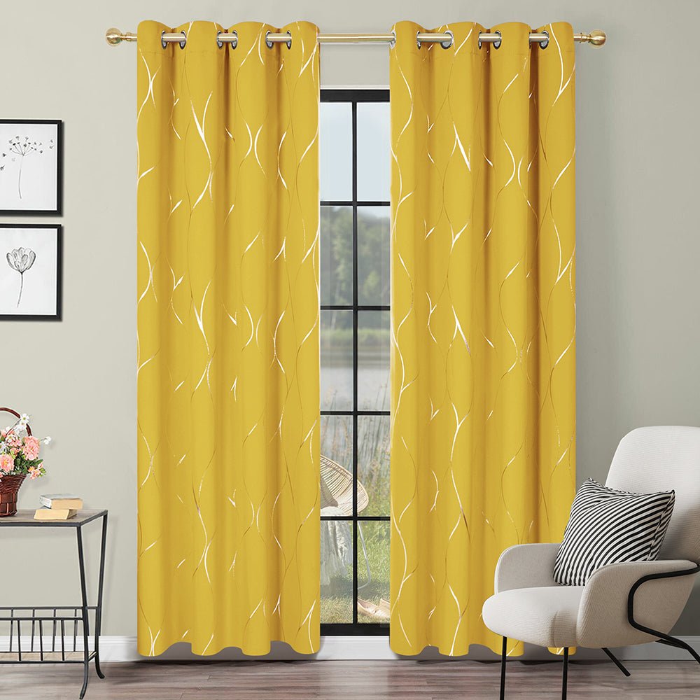 Striped Stay Cool Grommet Blackout Thermal Curtains | 2 Panels | Ready