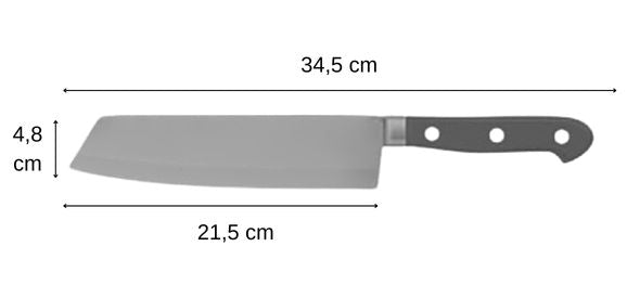 Couteau Kiritsuke - Rivière pourpre - Mesures