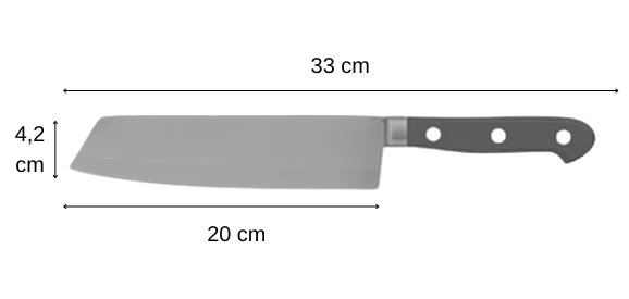 Couteau kiritsuke komodo dimensions