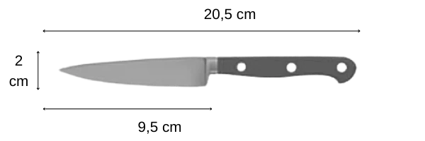 couteau bleu d'office dimensions
