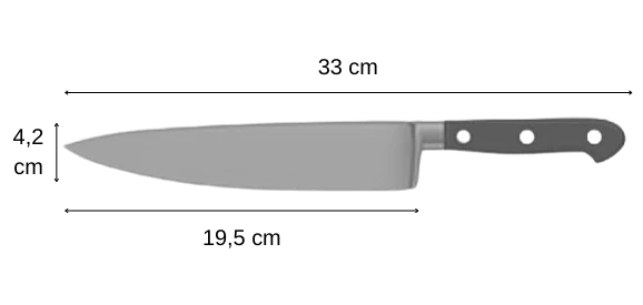 Couteau de chef komodo dimensions