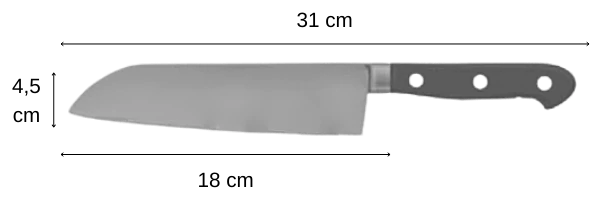 couteau marron santoku dimensions