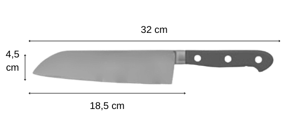 Couteau Santoku Tokyo dimensions