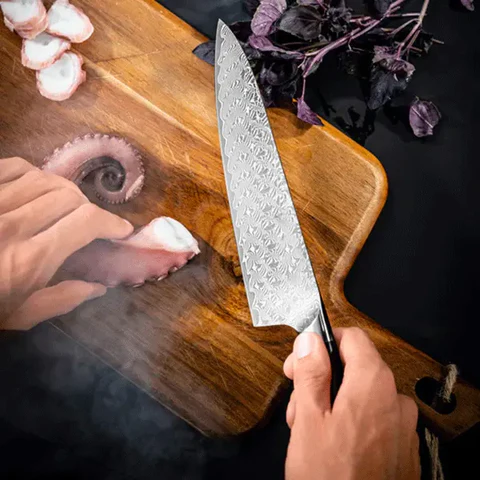 premium damascus steel japanese santoku knife