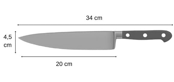 Dimensions couteau de chef Dark Decade