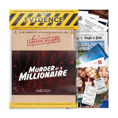 cryptic killers murder of a millionaire crime solving game kit