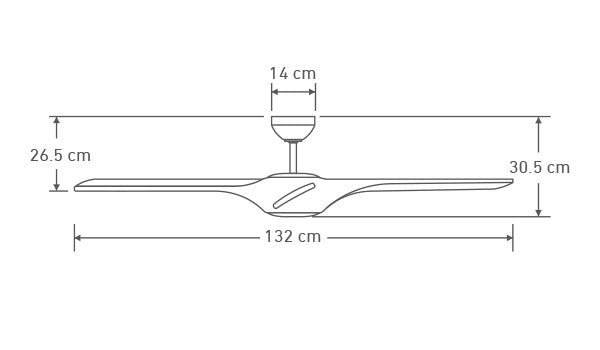 Iconic Fan Collection DC-3 ceiling fan product dimensions