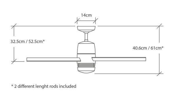 Modern Fan Co. velo ceiling fan product dimensions