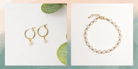 pearl hoops and bracelet
