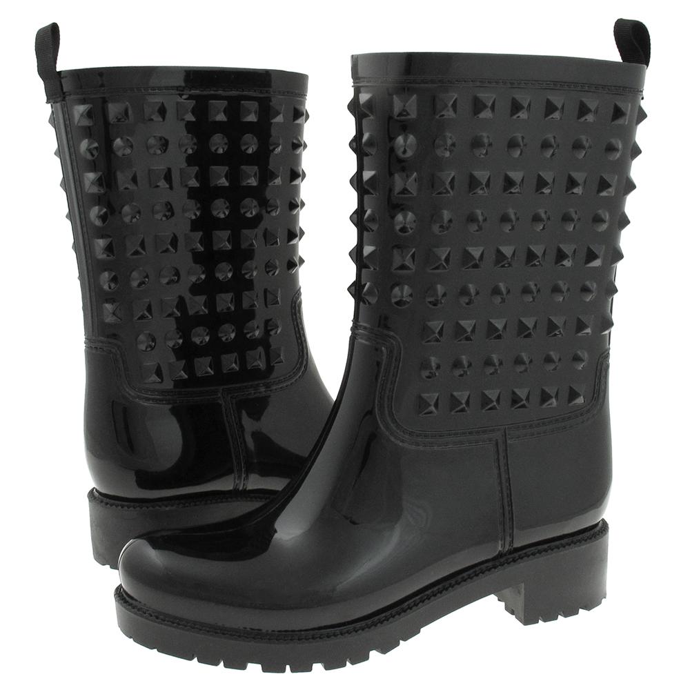 Ladies Shiny Solid Studded Mid-Calf Jelly Rain Boot – Capelli New York