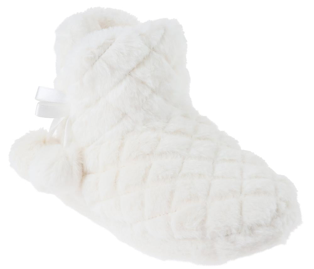 Ladies Quilted Faux Fur Slipper Boot