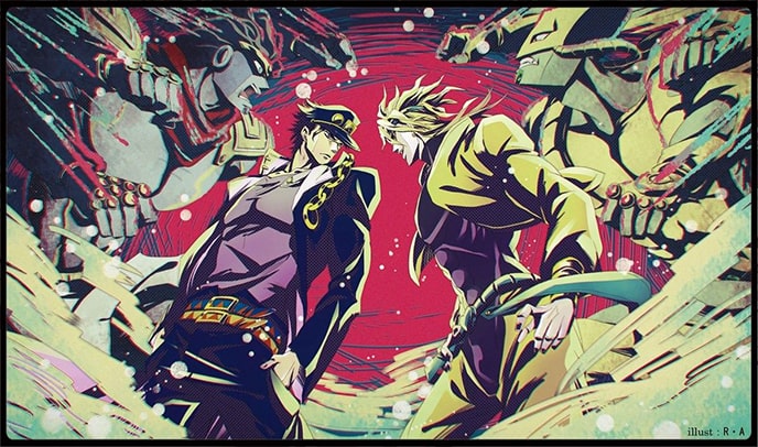 8 Strongest JoJo's Bizarre Adventure Characters - Jotaro Kujo with Star Platinum & Dio Brando with The World