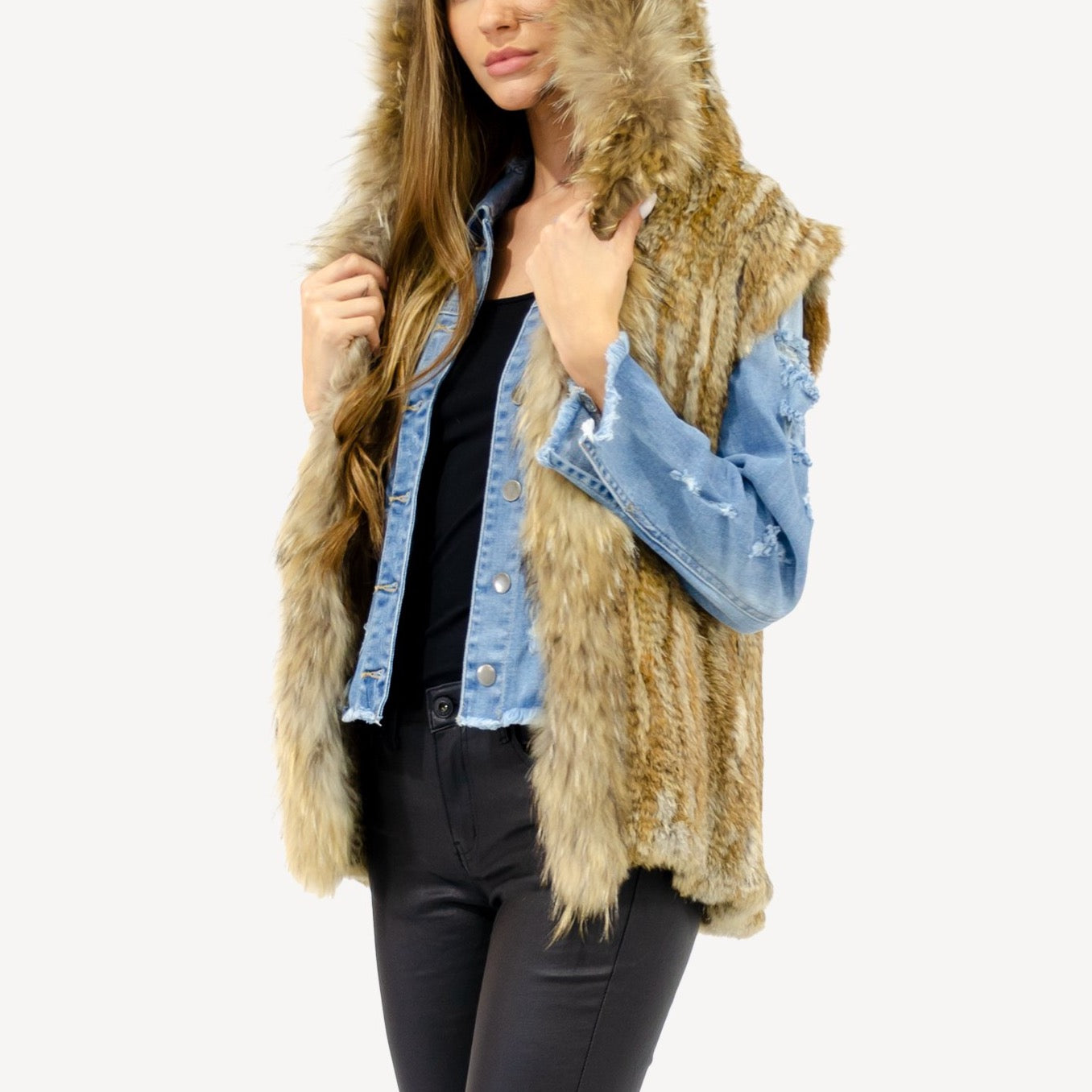 Fur Hooded Vest