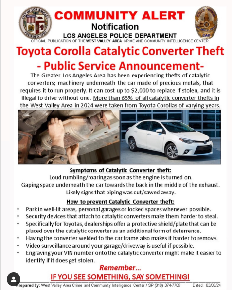 LAPD PSA Corolla Theft