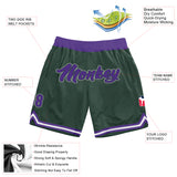 Custom Hunter Green Purple-Gray Authentic Throwback Basketball Shorts