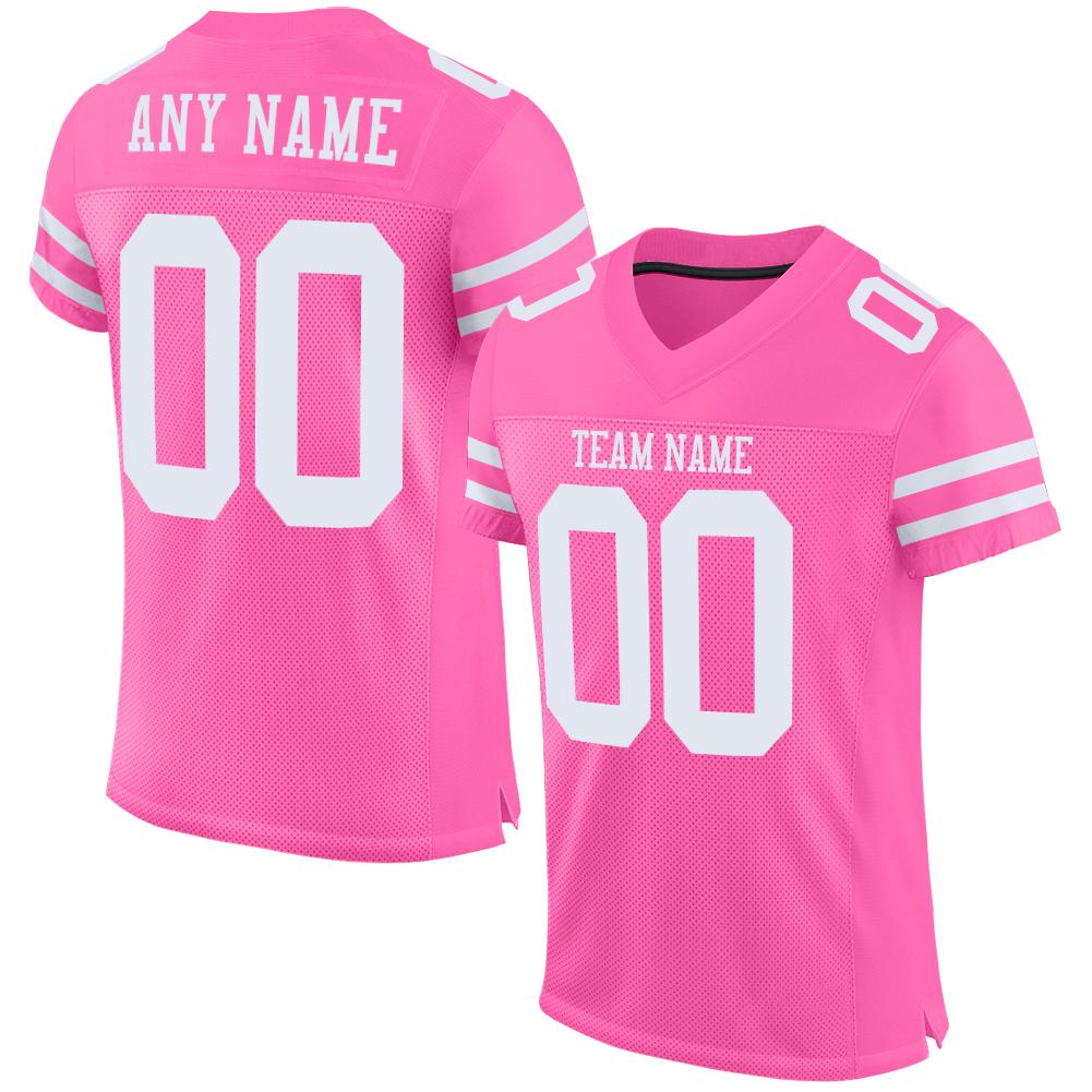 Custom Pink White Mesh Authentic Football Jersey – FanCustom