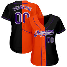 Load image into Gallery viewer, Custom Black Purple-Orange Authentic Split Fashion Baseball Jersey
