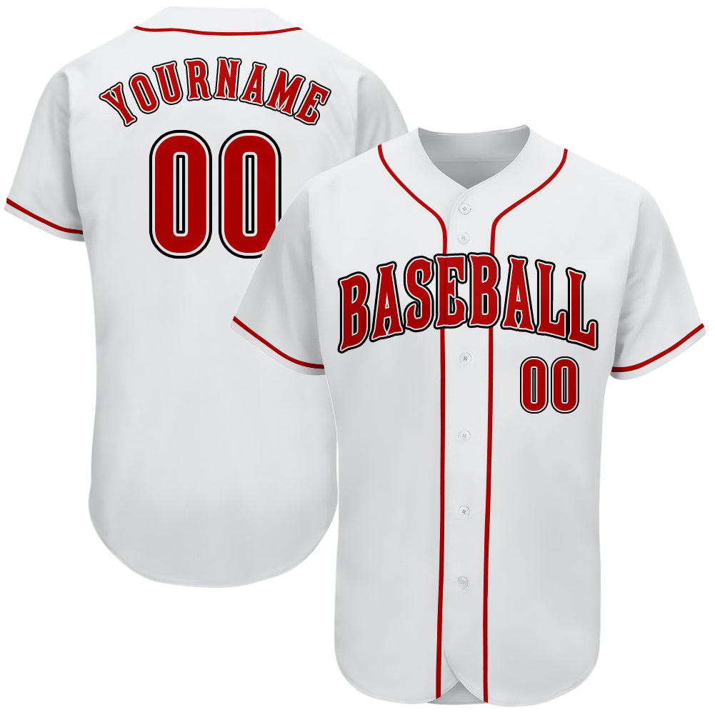 red white and black baseball jersey